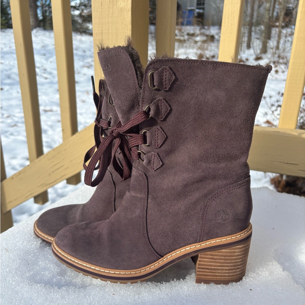 Timberland Women’s Fur-Lined Suede Lace-Up Boots – Size 7 (Brand New!)